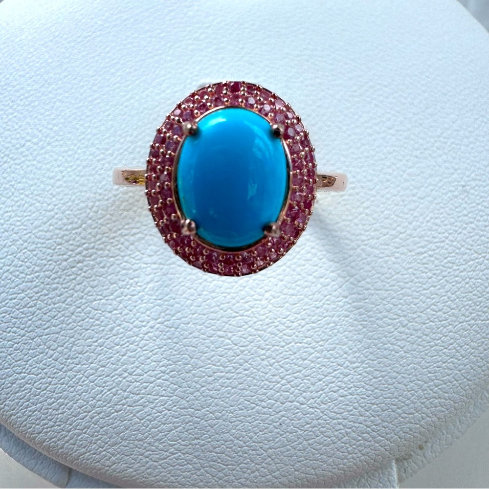 Vibrant Turquoise and Pink Gemstone Ring